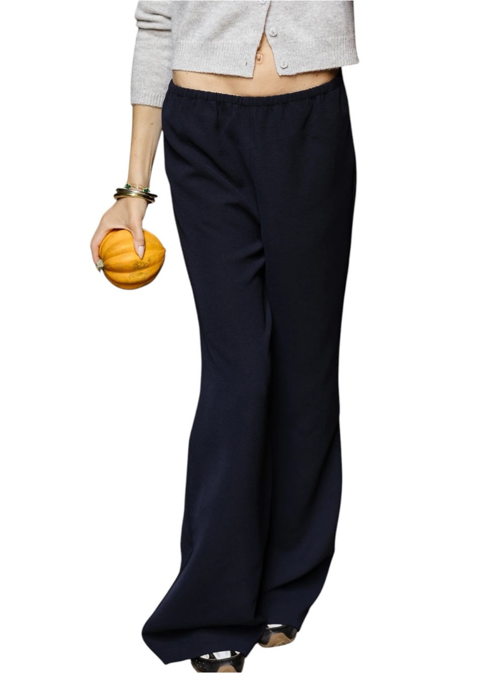 Few Moda X Hannah Chody Wide Leg Elastic Waist Pants Navy Small NWT